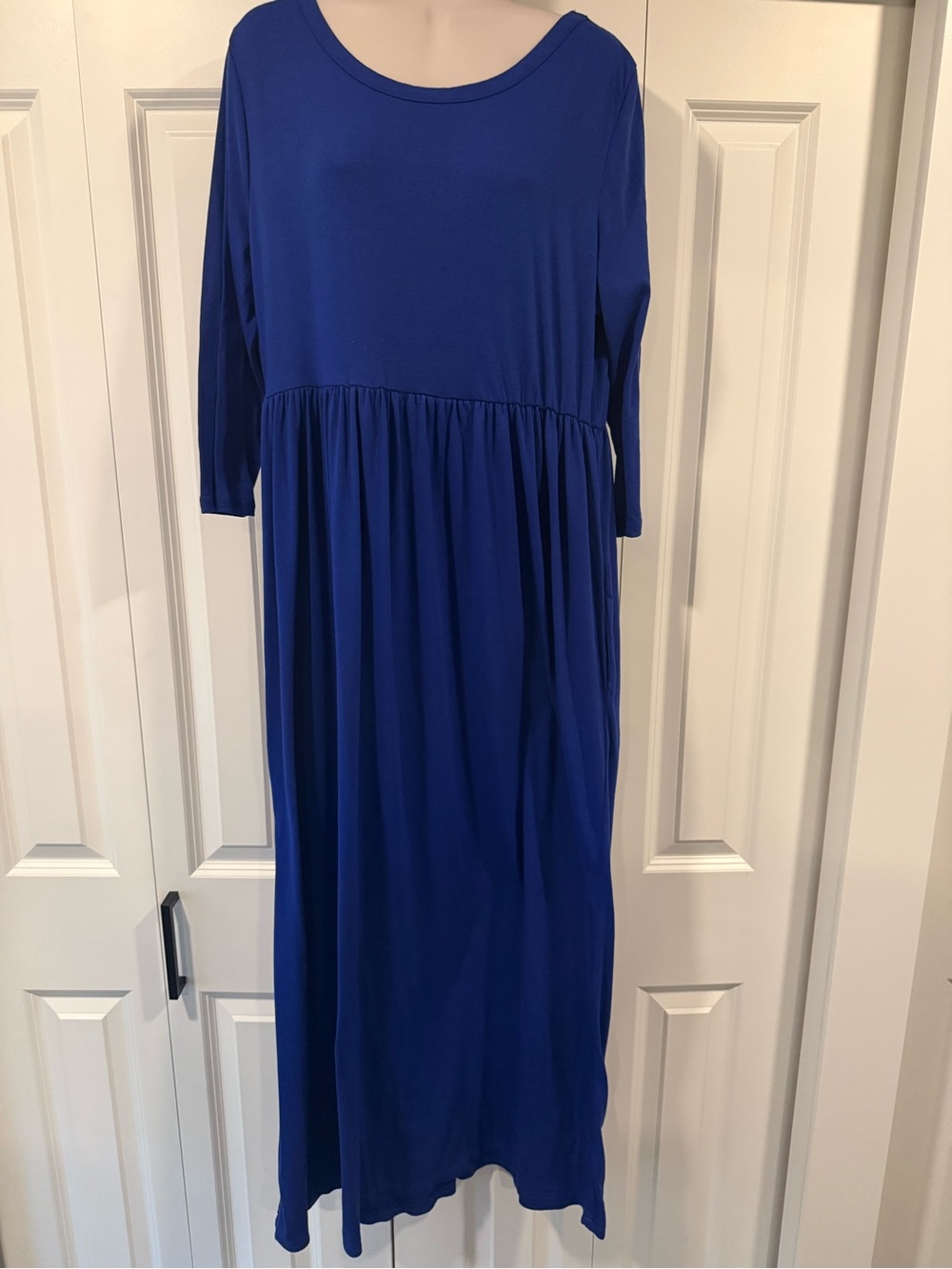 Womens xl emerald blue maxi dress 3/4 sleeves